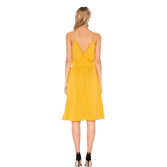 House of Harlow 1960 x Revolve Ines Dress Size XS Mustard Yellow Spaghetti Strap - Picture 2 of 8